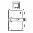 Skizze des Happy Flight Kofferanhängers von Alife und deren Funktion - um einen Koffer gespannt.