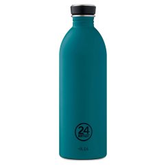 24Bottles Design Trinkflasche 1 L URBAN aus Edelstahl, petrol - stone atlantic bay - Frontalansicht
