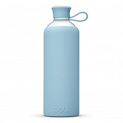 DOLI Design Trinkflasche aus Glas - hellblau
