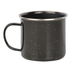 Emaille Becher von Esschert Design in schwarz. Die Tasse fürs Lagerfeuer, Camping oder den morgendlichen Kaffee.