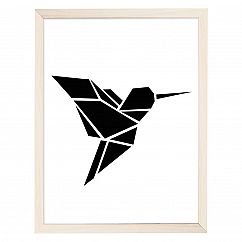 Artprint Poster Origami, Kolibri schwarz - DIN A4