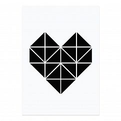 Postkarte Origami - Herz schwarz