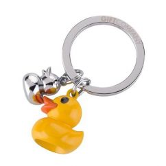 Schlüsselanhänger Ente gelb mit Entchen Charm in silber von Gift Company. Stabiler und liebevoller Schlüsselhalter mit Enten aus Metall.
