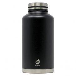 Schwarze Thermosflasche V20 von MIZU mit 2 Liter Füllvolumen. XXL Isolierflasche aus doppelwandigem Edelstahl.
