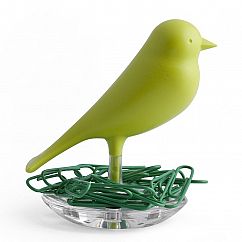 Magnethalter / Büroklammernhalter Nest Sparrow grün