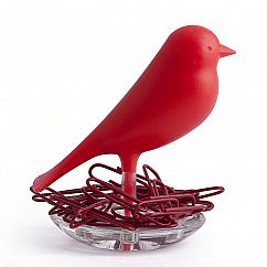Magnethalter / Büroklammernhalter Nest Sparrow rot