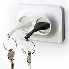 Schlüsselhalter Steckdose Double Unplug schwarz-weiß