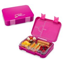 Auslaufsichere Lunchbox für Kinder! Die schmatzfatz Kinderlunchbox in lila (violett) variablen Fächern - 6 Fächern / 4 Fächern.