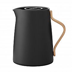 Teekanne Emma 1 Liter von Stelton - Design Thermoskanne mit Siebeinsatz - Doppelwandige Isolierkanne aus Edelstahl mit Holzgriff