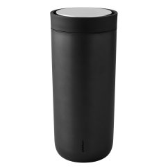 Click to go Becher - doppelwandiger Thermobecher 0,5 L (500 ml) aus Edelstahl - black metallic - von Stelton Design - Vacuum To Go Click - Isolierbecher schwarz