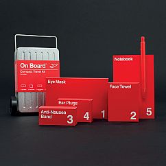 Mini Reisekoffer aus Metall ON BOARD von luckies Design. Travel Kit - Ohrstöpsel, Schlafbrille ... .