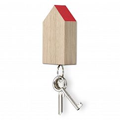 Schlüsselhaus magnetic aus Eichenholz mit rotem Dach - side by side Design