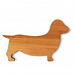 Servierbrett in Form eines Dackels aus massivem Kirschbaumholz von side by side. Schneidebrett Hund. 